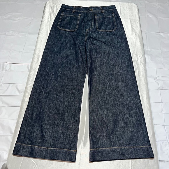 Vigoss Denim - Vigoss Trouser Wide Leg Jeans Dark Wash Indigo Patch Pockets 12 VC-P03172A